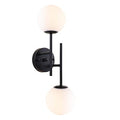 BYOLIIMA Black Globe Wall Sconces, 2-Light Modern Matte Black Vanity Lights with White Globe Glass Shade, Industrial Farmhouse Wall Lamp for Bedroom, Living Room, Kitchen, Bathroom - color: Black
