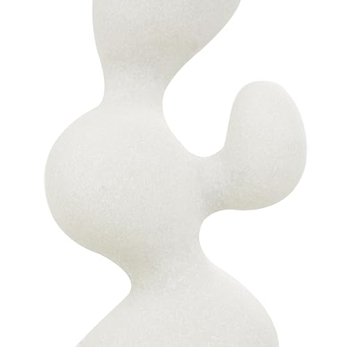 Deco 79 Polystone Abstract Decorative Sculpture Curved Shaped Home Decor Statue with Speckled Texturing, Accent Figurine 7" x 4" x 18", White - size: 7" x 4" x 18"