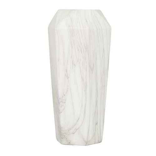 Deco 79 Ceramic Decorative Vase Faux Marble Centerpiece Vase, Flower Vase for Home Decoration 6" x 7" x 14", White - color: White, size: 6" x 7" x 14"