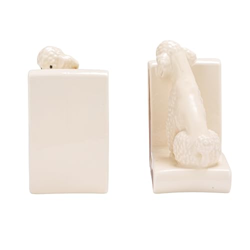 Creative Co-Op 2-Piece Hand-Painted Stoneware Vintage Poodle Bookends, White and Gold Finish