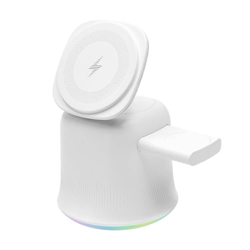 2026 3 in 1 Wireless Charging Station for Apple MagSafe Charger, 15W Fast Magnetic MagSafe Charger Stand for iPhone 17 16 15 14 13 12 Apple Watch AirPods Series (White), Gifts for Men - color: White