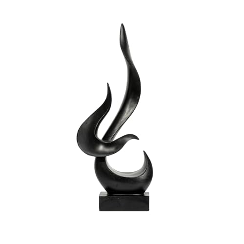 Gold Fire Flame Sculpture, Modern Abstract Resin Statue, Art Statue Home Decor for Living Room TV Stand Coffee Table Shelf Accents Decor.（Small） - color: Black, size: Medium