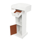 Wooden Podium Stand, 48.8 Inches Host Stand Restaurant Portable Speaking Lectern Stand with Drawer Capacity 44.09lbs Pulpit with Wooden Heavy Base for Schools, Churches, Auditoriums - color: Warm White
