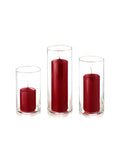 yummi Set of 36 Slim Pillars and Cylinder Vases - Burgundy - color: Burgundy
