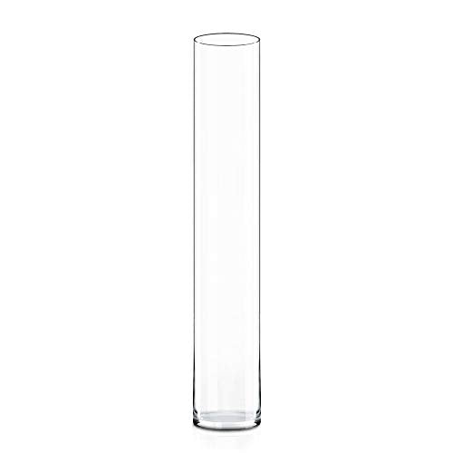CYS Excel Clear Glass Cylinder Vase (H:28" D:4") | Multiple Size Choices Glass Flower Vase Centerpieces | Hurricane Floating Candle Holder Vase - size: H-28" D-4"