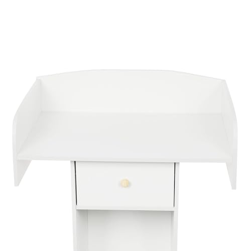 Wooden Podium Stand, 48.8 Inches Host Stand Restaurant Portable Speaking Lectern Stand with Drawer Capacity 44.09lbs Pulpit with Wooden Heavy Base for Schools, Churches, Auditoriums - color: Warm White