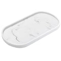 Luxspire Bathroom Vanity Tray, Handmade Resin Kitchen Tray, Oval Toilet Tank Tray, Bathroom Countertop Organizer Tray for Jewelry/Perfume/Soap Dispenser/Hand Towel - 11.4 Inch, Marble White - color: Marble White, style: Medium