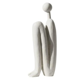 Abstract Sculpture Minimalist Resin Statue – Modern Home Decor Figurine for Tabletop & Living Room Decoration – Contemporary Art Human Figure Ornament for Office & Aesthetic Spaces (White) - color: White