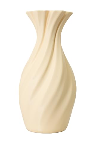 Large 8-Inch Tall Spiral Vase – Modern Waterproof Flower Vase for Centerpieces & Home Decor - 3D Printed PLA Plastic — Not Glass (Cream) - color: Cream