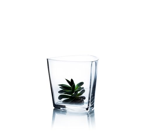 WGVI Clear Glass Tea Light Votive Candle Holder, Width 4", Height 4", Clear Round Triangular Opening, Glass Vase, Floral Container, Small Planter Terrarium, 1 Piece - size: Clear Triangular 4"H