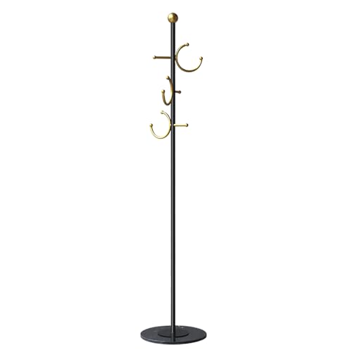 BUZUYE Modern Coat rack with marble base,Coat rack freestanding heavy duty with gold hooks,Entryway coat rack stand Coat Tree freestanding coat hanger stand for Hanging Clothes, Hats, Bags - style: Earring hook