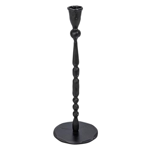 Creative Co-Op Decorative Hand-Forged Metal Taper Holder, Black - size: 4" Round x 12"H