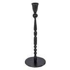 Creative Co-Op Decorative Hand-Forged Metal Taper Holder, Black - size: 4" Round x 12"H