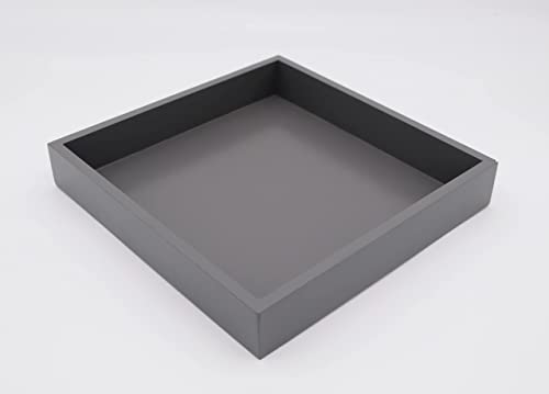 10"x10" Small Square Wood Decorative Tray for Office, Ottoman, Bathroom, Entry, Remote Controls, Countertop Organizer, Candle Tray- Charcoal - color: Charcoal