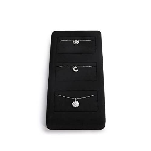 Oirlv Premium Black Microfiber Jewelry Display Tray Jewelry Display Set for Selling 3 Slots Necklace Display Stand Necklace Display Tray(TT07005) - size: 3 necklaces tray