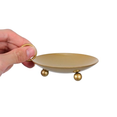 Cabilock Decorative Candle Holder 4.5'' Pillar Candle Stand Iron Plate Candlestick Holder Tray with Handle for WaxCandles, Incense Cones, Spa, Romantic Dinners Weddings Home Valentine Decor