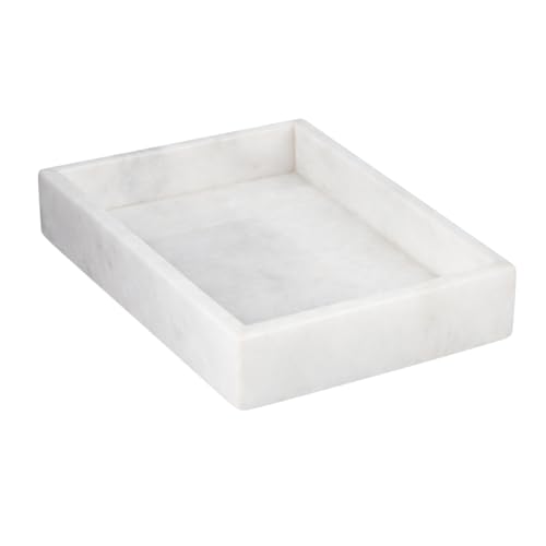 Bey-Berk White Marble Napkin Holder, 5.75"L x 1.75"W x 9"H - Guest Towel Tray for Bathroom, Kitchen Counter, and Outdoor Use - color: White