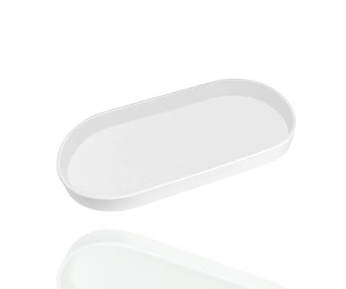 White Small Tray (11.8 inch), Oval Tray for Kitchen Counter, Bathtub Bathroom Vanity Items, Countertop Organizer, Coffee Accessory, Bar, Serving Seasoning, Salt and Pepper, Soap, Perfume. - color: White, size: 11.8" x 5.9" x 1.2"
