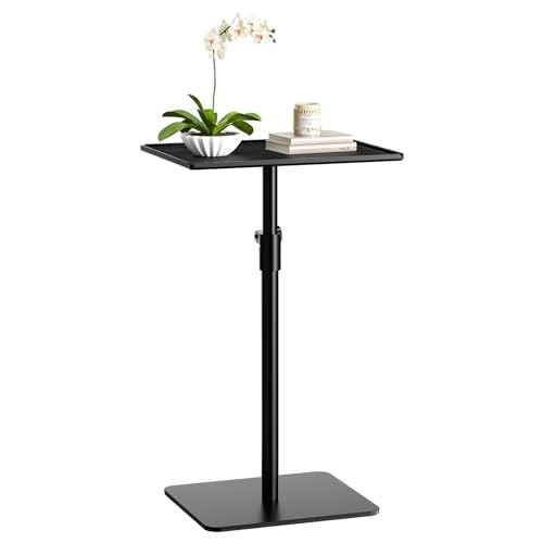 RCHYFEED Metal End Table, Height Adjustable Side Tables Living Room, Small Side Table for Small Spaces with Matte Black Tray, Square Drink Coffee Tables Sofa Table for Bedroom, Sofa Tray Table Indoor