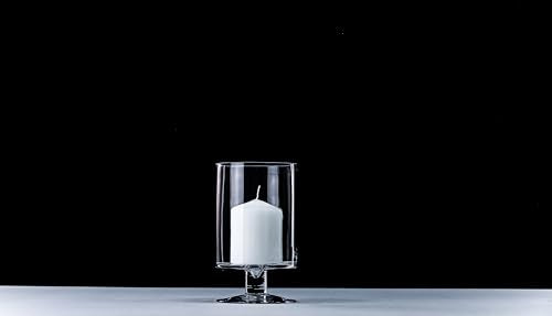 CYS EXCEL Glass Hurricane Pillar Candle Holders (H:8" W:4.75", 2 PCS) | Multiple Size Choices Short Stem Candle Jars | Stemmed Glass Cylinder Candle Vase - size: H-8" W-4.75"