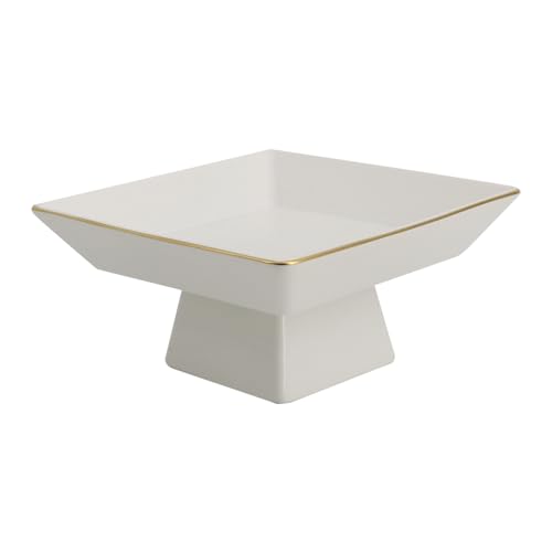COLLECTIVE HOME - Ceramic Jewelry Tray, Decorative Geometric Jewelry Dish, Luxurious Trinket Tray with High Base, Birthday Mother's Day for Women (Square Matte Gold) - color: Square Matte Gold