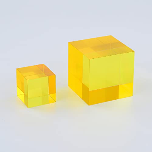 CMY Cubes The Y Cube (50mm) - Yellow Hue Cube - Optical Color Cube - Diamond Polished - Teaches Subtractive Color Mixing - Educational, Scientific, Physics & Kinetic Art Desk Object