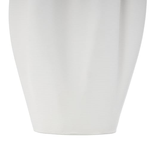 Deco 79 Ceramic Abstract Decorative Vase Ribbed Dimensional Folded Centerpiece Vase with Floral Shaped Rim, Flower Vase for Home Decoration 8" x 7" x 13", White - color: White, size: 8" x 7" x 13"