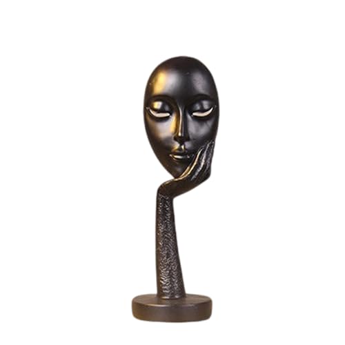 Elegant Abstract Thinking Woman Resin Sculpture - Modern Minimalist Geometric Decor, 7 Colors, 2 Sizes (12" and 15") - Contemporary Art for Living Room and Study (Black 15 inch) - color: Black 15 Inch