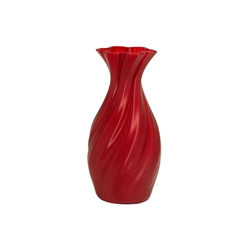 Large 8-Inch Tall Spiral Vase – Modern Waterproof Flower Vase for Centerpieces & Home Decor - 3D Printed PLA Plastic — Not Glass (Fire Engine Red) - color: Fire Engine Red