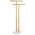 KOKOSIRI Standing Towel Rack for Bathroom Floor 2-Tier Towel Holder Free Stand with Heavy Marble Base Thicken Steady Design Gold Stainless Steel THS0005-BG - color: Brushed Gold