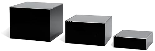 Red Co. Set of 3 Glossy Black / Clear Top Acrylic Cube Display Nesting Risers with Hollow Bottoms - color: Black / Clear, size: 6",7",8" - 1 pack