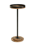 Masupu Drink Table, Round Side Table for Small Spaces, Pedestal Small End Table with Metal Base, for Living Room, Bedroom, Bathroom, Rustic Brown+Black(Lip) - color: 07.brown Black Lip