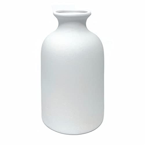 Ceramic White Small Vase, Minimalist Dry Flower Holder, Modern Farmhouse Decor for Tabletop, Shelf & Fireplace, Kitchen, Bedroom, Office Centerpiece - color: White, size: Medium