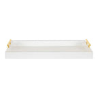Kate and Laurel Lipton Narrow Decorative Tray with Polished Metal Handles, White and Gold - color: White/Gold