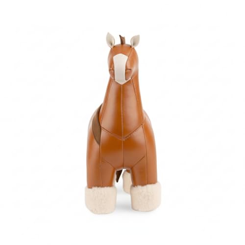 Zuny Handmade Leather Horse Shire Design Bookend, Draft Horse Animal Decor for Bookshelf Desk, Single Decorative Book Stopper Sculpture for Shelves, for Home, Brown, 9.4 x 3.8 x 9, Gaze Series - color: Horse Shire
