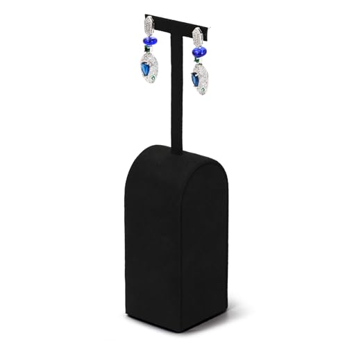 Microfiber Jewelry Earring Display Stand Earring Display Organizer Stand (Black, Medium) - size: 1.57" x 1.57" x 6.89"