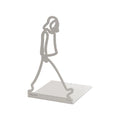 ALUA - Metal Bookend Modern Line Art Design Heavy-Duty and Scratch-Resistant Space-Saving Organizer (A, White)