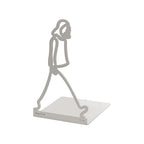 ALUA - Metal Bookend Modern Line Art Design Heavy-Duty and Scratch-Resistant Space-Saving Organizer (A, White)