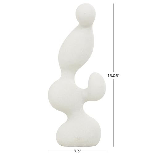 Deco 79 Polystone Abstract Decorative Sculpture Curved Shaped Home Decor Statue with Speckled Texturing, Accent Figurine 7" x 4" x 18", White - size: 7" x 4" x 18"