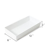 3 Pack White Plastic Drawer Organizer Tray Cutlery Utensil Makeups Drawer Organizers 12" X 6"… - size: 3 Pack 12"x6" White Plastic