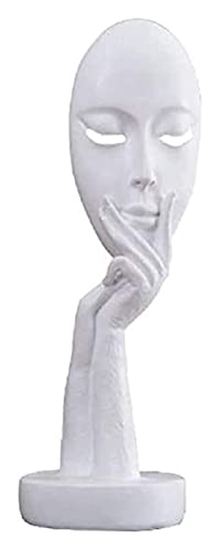 Sculpture Tabletop Decor Minimalist Woman Face Statue Thinker Office Living Room Counter Bedroom (Color : Light Green, Size : S) - color: Green,white, size: Small