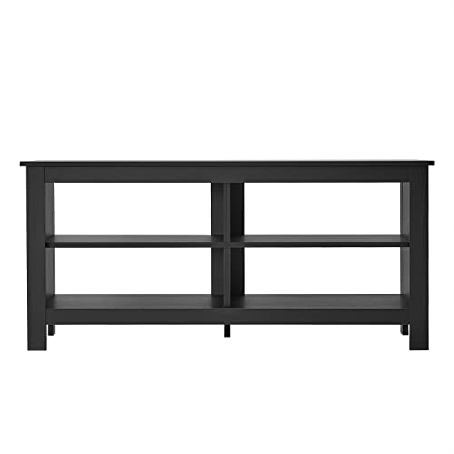 Panana Modern TV Stand with 4 Open Shelves 55inch Entertainment Center for TVs up to 65inch Medial TV Console Table Cabinet for Living Room (Black)