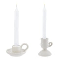 AHANDMAKER 2 Styles Ceramic Taper Candle Holder, Nordic Style Candlestick with Handle, White Porcelain Candlelight Stand, for Home Wedding Party