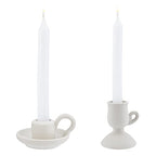 AHANDMAKER 2 Styles Ceramic Taper Candle Holder, Nordic Style Candlestick with Handle, White Porcelain Candlelight Stand, for Home Wedding Party