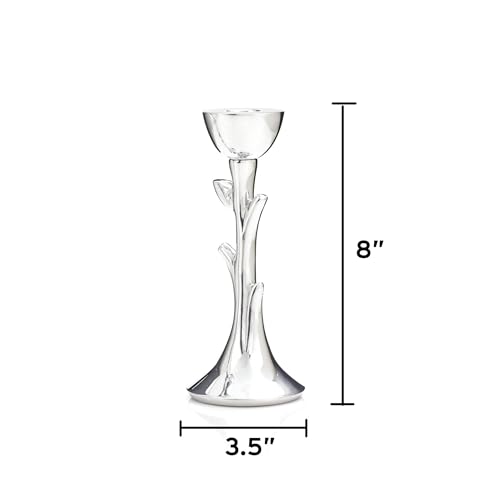 Nambé Tree of Life Sabbath Candlesticks - 8-Inch Sculptural Candle Holders, Elegant Alloy Shabbat Table Accents & Taper Candles, Hanukkah Gifts & Contemporary Judaica Décor