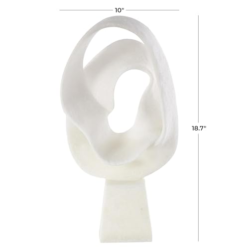 Deco 79 Polystone Abstract Decorative Sculpture Textured Wave Home Decor Statue with Elevated Base, Accent Figurine 10" x 6" x 19", White - size: 10" x 6" x 19"