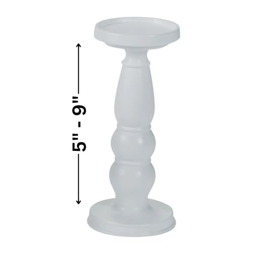 White Resin Candle Holder Set (3 Hand Painted Pieces) Wedding and Home Decor