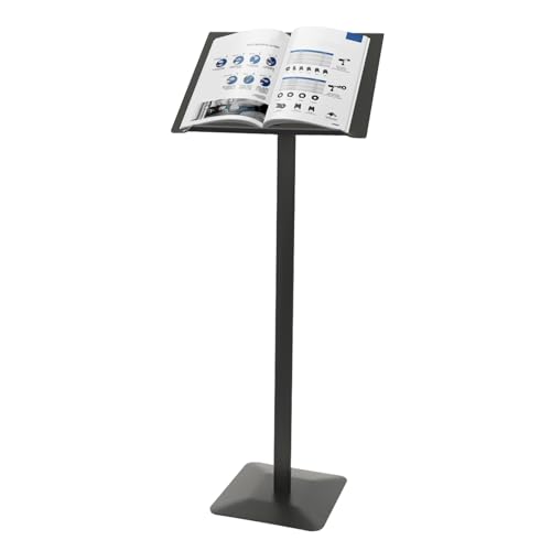 Floorstanding Menu Stand, 12.6 x 11.02 Inch Pedestal Sign Holder for Display Floorstanding Sign Holder with Adjust Panel Angle Hold Presentations, Photos, Sheet Music - color: Black-black