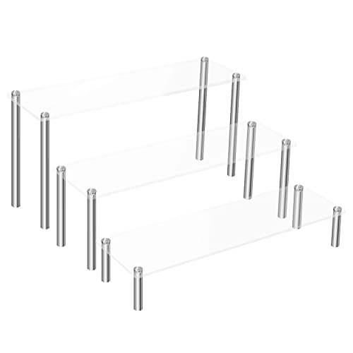 3 Pcs Acrylic Riser, Display Stand Clear Shelf for Cupcake Food Desserts Holder Cosmetic Products Tabletop Use and More (Large) - size: 3-Piece
