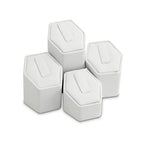 MOOCA Jewelry Ring Stand Holder Display Set, Ring Holders for Jewelry Organizer Stand Pedestals Display 4 Pcs Set, White Faux Leather - color: White Faux Leather